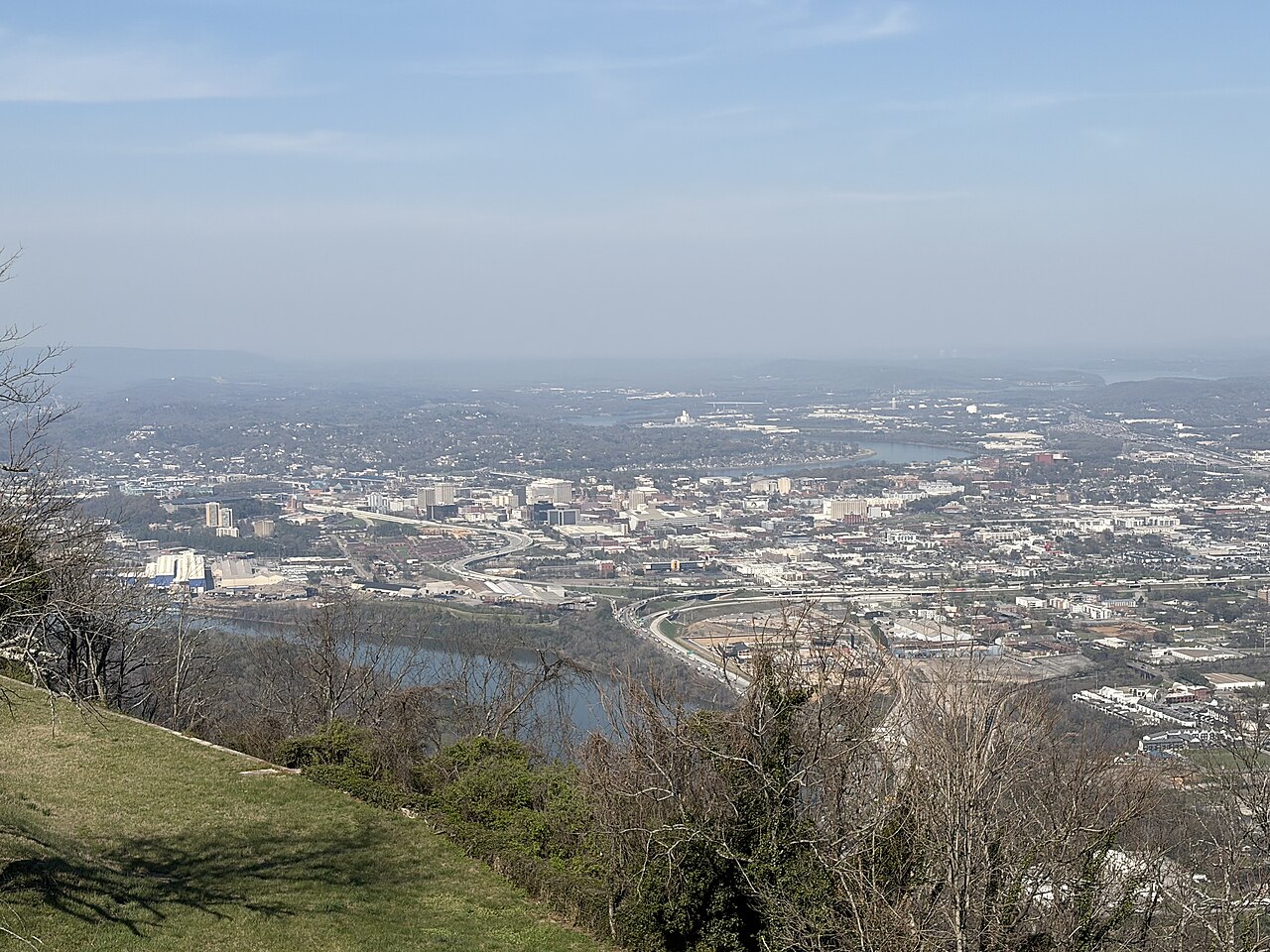 Downtown Chattanooga and the river, seen from Lookout Mountain.