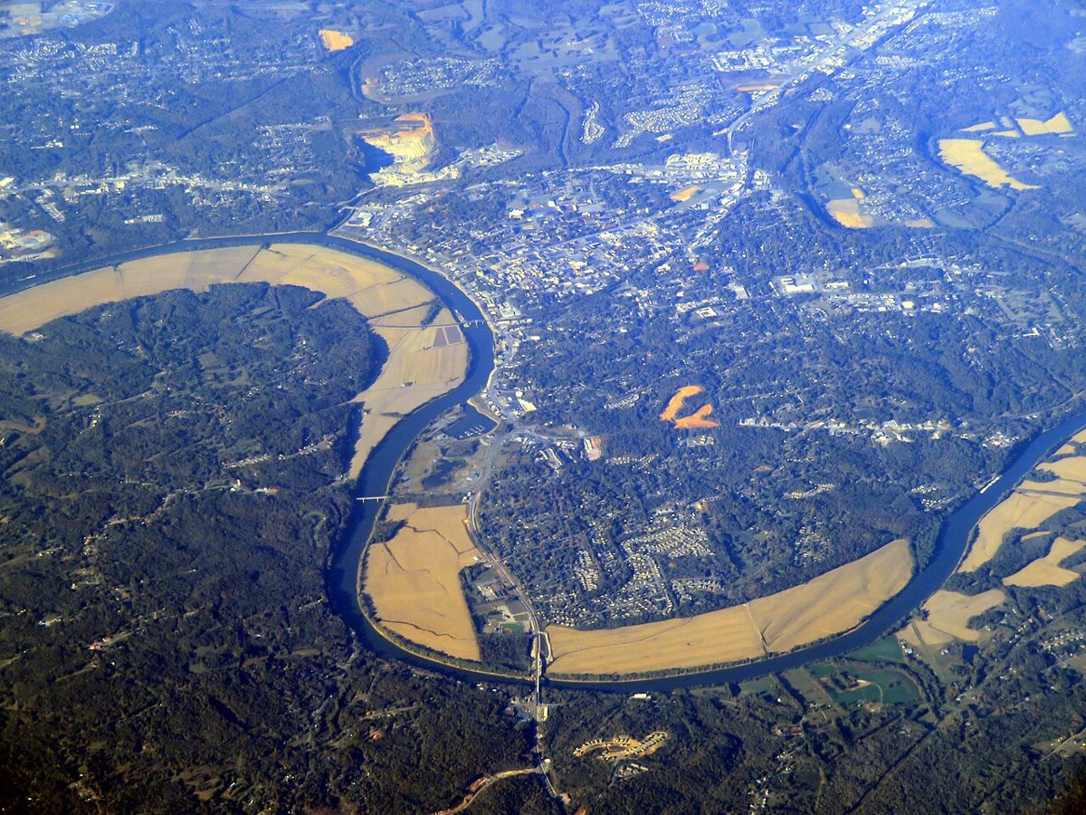 An aerial view of Clarksville, Tennessee.