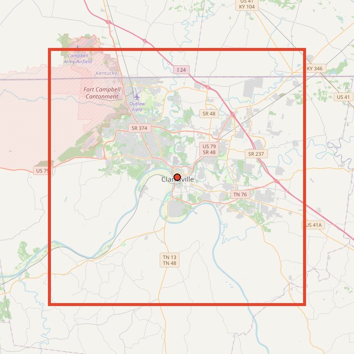 Map of the area used for the Clarksville Ridgeline Pint Glass