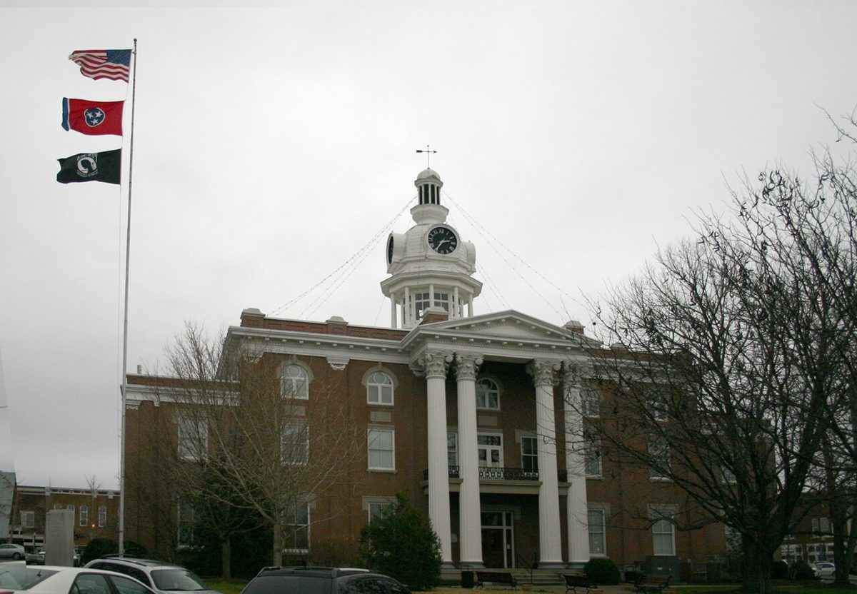 The Rutherford County Courthouse on the Public Square in Murfreesboro, Tennessee.