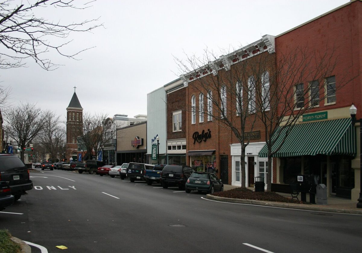 A view of downtown Murfreesboro, Tennessee.