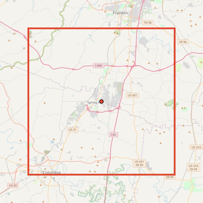 Map of the area used for the Spring Hill Ridgeline Women's T-Shirt